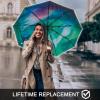 imageG4Free 42 Inch Eco Windproof Folding Umbrella for Rain ampamp Sun 9 Ribs Wind Resistant Strong Fiberglass Double Canopy with Reflective Strip for Women Men Auto Open Close For Car ampamp BackpackBlackAurora