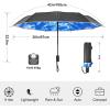 imageG4Free 42 Inch Eco Windproof Folding Umbrella for Rain ampamp Sun 9 Ribs Wind Resistant Strong Fiberglass Double Canopy with Reflective Strip for Women Men Auto Open Close For Car ampamp BackpackBlackBlue Sky