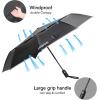 imageG4Free 42 Inch Eco Windproof Folding Umbrella for Rain ampamp Sun 9 Ribs Wind Resistant Strong Fiberglass Double Canopy with Reflective Strip for Women Men Auto Open Close For Car ampamp BackpackBlackPurple Daisy