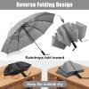 imageG4Free 42465462 Inch Large Golf Umbrella Compact Reverse Travel Umbrella 10 Ribs Windproof for Rain Double Canopy Automatic Open CloseGrey