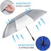 imageG4Free 42465462 Inch Large Golf Umbrella Compact Reverse Travel Umbrella 10 Ribs Windproof for Rain Double Canopy Automatic Open CloseSliverBlue