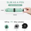 imageG4Free 43 Inch Mini Travel Umbrella Compact Ultralight UPF 50 UV Protection Carbon Fiber Super Slim Small Umbrella Weighs Only 4 ozUltraLight Light Green