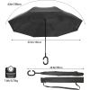 imageG4Free 4862 Inch Large Inverted Reverse Umbrella with CShaped Handle Windproof Double Layer Upside Down Car Rain Umbrellas for Men WomenBlack