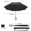 imageG4Free 4862 Inch Large Inverted Reverse Umbrella with CShaped Handle Windproof Double Layer Upside Down Car Rain Umbrellas for Men WomenBlack with Reflective Stripe