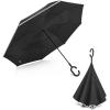 imageG4Free 4862 Inch Large Inverted Reverse Umbrella with CShaped Handle Windproof Double Layer Upside Down Car Rain Umbrellas for Men WomenBlack with Reflective Stripe