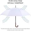 imageG4Free 5262inch Wooden J Handle Golf Umbrella Windproof UV Protection Classic Stick Wedding Cane Umbrellas Auto Open Cane Hook HandleWhite