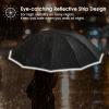 imageG4Free 54 Inch Large Double Layer Inverted Umbrella 12 Ribs Compact Windproof Automatic Folding Reverse Umbrella with Reflective Strip for rainBlack