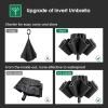 imageG4Free 54 Inch Large Double Layer Inverted Umbrella 12 Ribs Compact Windproof Automatic Folding Reverse Umbrella with Reflective Strip for rainBlack