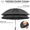 imageG4Free 54 Inch Large Double Layer Inverted Umbrella 12 Ribs Compact Windproof Automatic Folding Reverse Umbrella with Reflective Strip for rainBlack