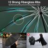 imageG4Free 54 Inch Large Double Layer Inverted Umbrella 12 Ribs Compact Windproof Automatic Folding Reverse Umbrella with Reflective Strip for rainBlackDark Green