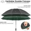 imageG4Free 54 Inch Large Double Layer Inverted Umbrella 12 Ribs Compact Windproof Automatic Folding Reverse Umbrella with Reflective Strip for rainBlackDark Green