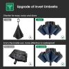 imageG4Free 54 Inch Large Double Layer Inverted Umbrella 12 Ribs Compact Windproof Automatic Folding Reverse Umbrella with Reflective Strip for rainBlackDark Blue