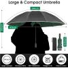 imageG4Free 54 Inch Large Double Layer Inverted Umbrella 12 Ribs Compact Windproof Automatic Folding Reverse Umbrella with Reflective Strip for rainBlackDark Green