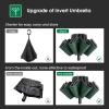 imageG4Free 54 Inch Large Double Layer Inverted Umbrella 12 Ribs Compact Windproof Automatic Folding Reverse Umbrella with Reflective Strip for rainBlackDark Green
