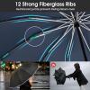 imageG4Free 54 Inch Large Double Layer Inverted Umbrella 12 Ribs Compact Windproof Automatic Folding Reverse Umbrella with Reflective Strip for rainBlackDark Blue