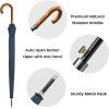 imageG4Free 54 Inch Large Windproof Umbrella for 2 Persons 16 Ribs Auto Open Classic Wooden J Handle Cane Stick Golf Rain Umbrellas for Men Women Travel 120cmBlue