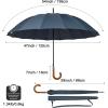 imageG4Free 54 Inch Large Windproof Umbrella for 2 Persons 16 Ribs Auto Open Classic Wooden J Handle Cane Stick Golf Rain Umbrellas for Men Women Travel 120cmBlue