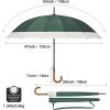 imageG4Free 54 Inch Large Windproof Umbrella for 2 Persons 16 Ribs Auto Open Classic Wooden J Handle Cane Stick Golf Rain Umbrellas for Men Women Travel 120cmIvoryGreen