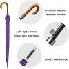 imageG4Free 54 Inch Large Windproof Umbrella for 2 Persons 16 Ribs Auto Open Classic Wooden J Handle Cane Stick Golf Rain Umbrellas for Men Women Travel 120cmPurple