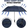 imageG4Free 62 Inch Portable Golf Umbrella Large Oversize Double Canopy Vented Windproof Waterproof Automatic Open Stick Umbrellas for Men and WomenWine RedDark Blue