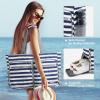 imageG4Free Beach Bag Foldable Beach Tote Bag with Zipper Waterproof Sandproof Pool BagNavy