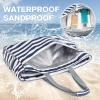 imageG4Free Beach Bag Foldable Beach Tote Bag with Zipper Waterproof Sandproof Pool BagNavy