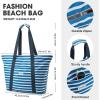 imageG4Free Beach Bag Waterproof Beach Bags for Women Personalized Strap Tote Bag for Women Birthday GiftsDeep Blue Stripe