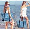 imageG4Free Beach Bag Waterproof Beach Bags for Women Personalized Strap Tote Bag for Women Birthday GiftsDeep Blue Stripe