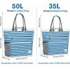 imageG4Free Beach Bag Waterproof Sandproof Beach Tote Bag Large Capacity Foldable for WomenNavy Stripe