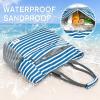 imageG4Free Beach Bag Waterproof Sandproof Beach Tote Bag Large Capacity Foldable for WomenNavy Stripe