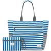 imageG4Free Beach Bag Waterproof Sandproof Beach Tote Bag Large Capacity Foldable for WomenNavy Stripe