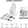imageG4Free Clear Fanny pack Mesh Sling bag Transparent Bag With Adjustable Strap Purse For Travel Festivals Sports Party GreyWhite