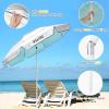 imageG4Free Heavy Duty Beach Umbrella for Sand UPF 50 UV Protection Sun Shelter Double Canopy with Air Vent and Push Button Tilt 65 ft Portable Parasols with Carry Bag for Outdoor Patio PoolLake Blue
