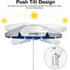 imageG4Free Heavy Duty Beach Umbrella for Sand UPF 50 UV Protection Sun Shelter Double Canopy with Air Vent and Push Button Tilt 65 ft Portable Parasols with Carry Bag for Outdoor Patio PoolBlue