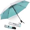 imageG4Free Liteflex Hiking Umbrella Mini Compact Ultralight Collapsible Reflective Silver Trekking Backpacking UmbrellaLake Blue