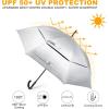 imageG4Free UPF 50 52 Inch UV Protection Umbrella Automatic Open Hook Handle J Stick Golf Umbrellas for Rain Sun ampamp Wind ProtectionSilverBlackSilverGreen