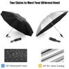 imageG4Free UPF 50 UV Protection 54 Inch Large Reverse Travel Umbrella 10 Ribs Windproof Compact Sun Blocking Inverted Car Umbrellas Automatic Open Close BlackSilverBlue