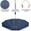 imageG4Free UPF 50 UV Protection 54 Inch Large Reverse Travel Umbrella 10 Ribs Windproof Compact Sun Blocking Inverted Car Umbrellas Automatic Open Close BlackSilverBlue