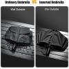 imageG4Free UPF 50 UV Protection 54 Inch Large Reverse Travel Umbrella 10 Ribs Windproof Compact Sun Blocking Inverted Car Umbrellas Automatic Open Close BlackSilverBlack