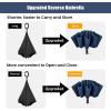 imageG4Free UPF 50 UV Protection 54 Inch Large Reverse Travel Umbrella 10 Ribs Windproof Compact Sun Blocking Inverted Car Umbrellas Automatic Open Close BlackSilverBlue
