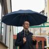 imageG4Free UPF 50 UV Protection 54 Inch Large Reverse Travel Umbrella 10 Ribs Windproof Compact Sun Blocking Inverted Car Umbrellas Automatic Open Close BlackSilverBlue