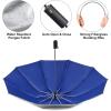 imageG4Free UPF 50 UV Protection 54 Inch Large Reverse Travel Umbrella 10 Ribs Windproof Compact Sun Blocking Inverted Car Umbrellas Automatic Open Close BlackSilverUVBlueSilver