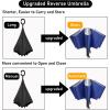 imageG4Free UPF 50 UV Protection 54 Inch Large Reverse Travel Umbrella 10 Ribs Windproof Compact Sun Blocking Inverted Car Umbrellas Automatic Open Close BlackSilverUVBlueSilver