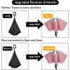 imageG4Free UPF 50 UV Protection 54 Inch Large Reverse Travel Umbrella 10 Ribs Windproof Compact Sun Blocking Inverted Car Umbrellas Automatic Open Close BlackSilverUVPinkSliver