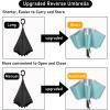 imageG4Free UPF 50 UV Protection 54 Inch Large Reverse Travel Umbrella 10 Ribs Windproof Compact Sun Blocking Inverted Car Umbrellas Automatic Open Close BlackSilverUVLake BlueSilver