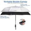 imageG4Free UPF 50 UV Protection Large Travel Umbrella 46 Inch Double Layer Auto Open Close Windproof Sun Blocking UmbrellaBlack