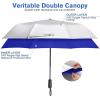 imageG4Free UPF 50 UV Protection Large Travel Umbrella 46 Inch Double Layer Auto Open Close Windproof Sun Blocking UmbrellaBlue