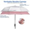 imageG4Free UPF 50 UV Protection Large Travel Umbrella 46 Inch Double Layer Auto Open Close Windproof Sun Blocking UmbrellaPink