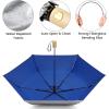imageG4Free UPF 50 UV Protection Travel Umbrella with Wooden Handle 42 Inch Lightweight Sun Rain Folding Umbrellas Auto Open Close BlackBlue