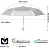 imageG4Free UPF 50 UV Protection Travel Umbrella with Wooden Handle 42 Inch Lightweight Sun Rain Folding Umbrellas Auto Open Close BlackLake Blue